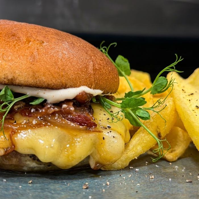 Texas bacon jam smash burger csónak burgonyával