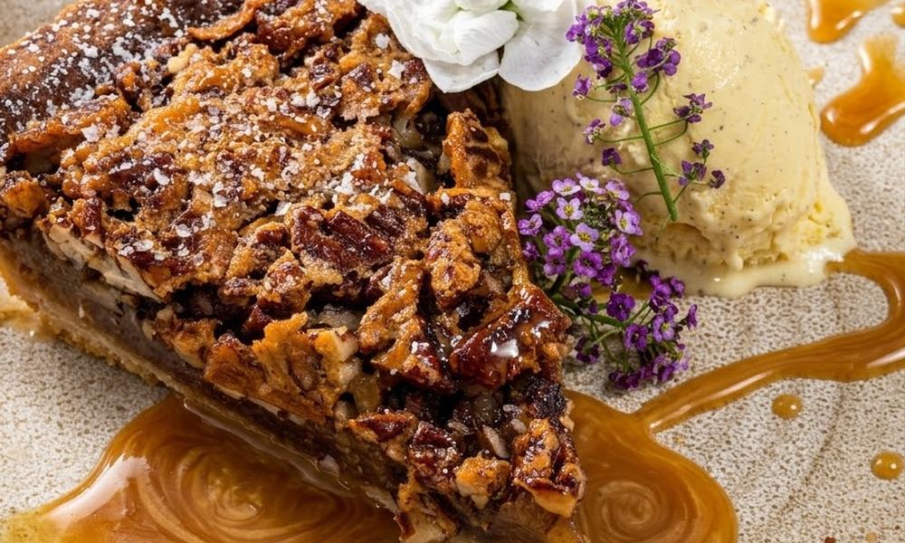 Pekándiós pite bourbon vaníliafagylalttal és karamellel